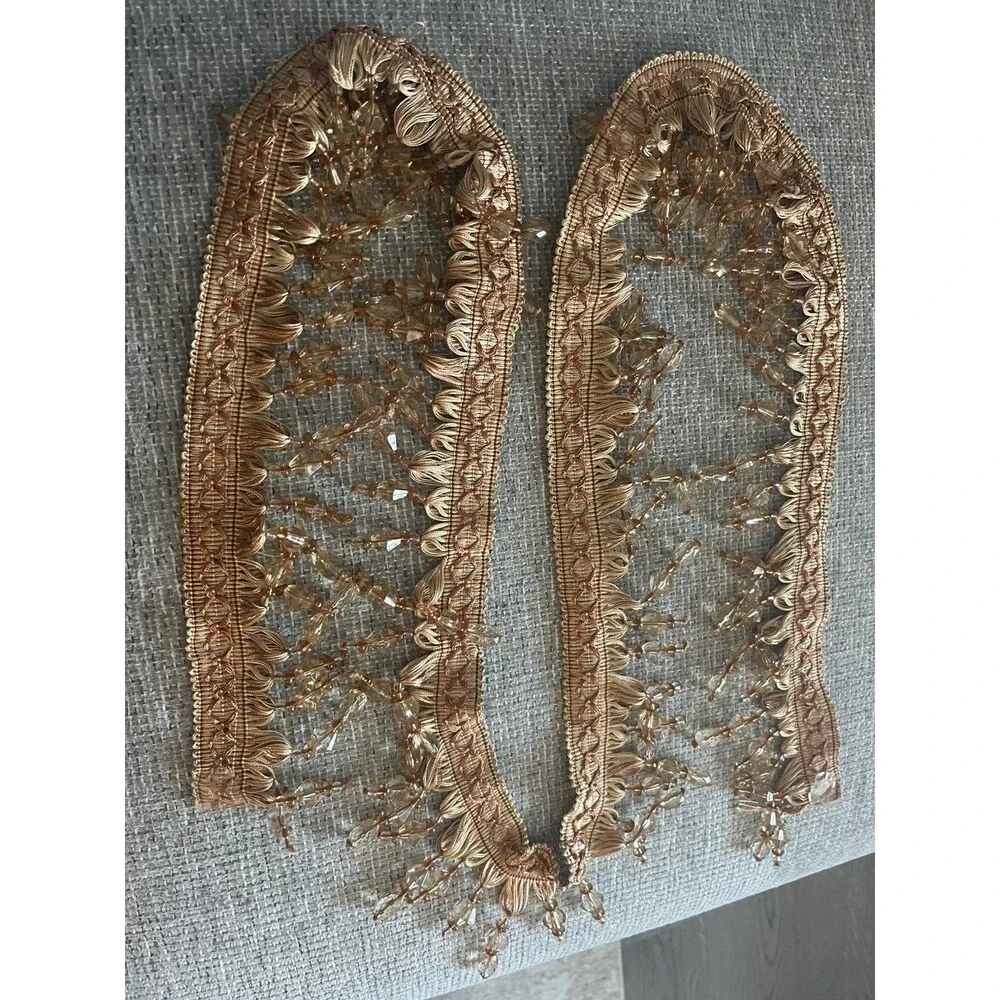 Beaded Teardrop Amber Trim Fringe 2 Yard 4 Inches (76” total).